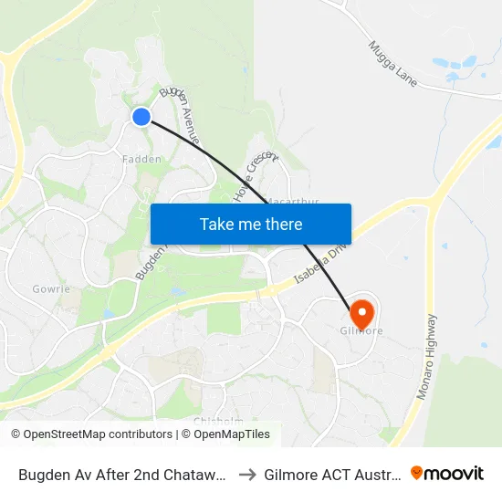 Bugden Av After 2nd Chataway Cr to Gilmore ACT Australia map