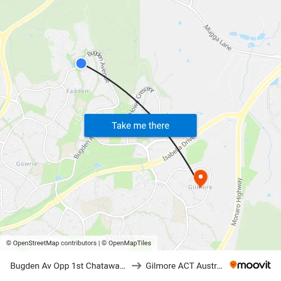 Bugden Av Opp 1st Chataway Cr to Gilmore ACT Australia map