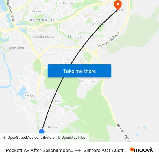Pockett Av After Bellchambers Cr to Gilmore ACT Australia map