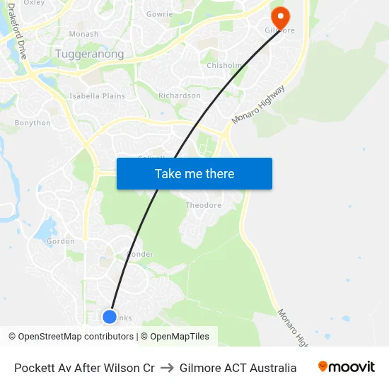 Pockett Av After Wilson Cr to Gilmore ACT Australia map