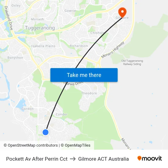 Pockett Av After Perrin Cct to Gilmore ACT Australia map