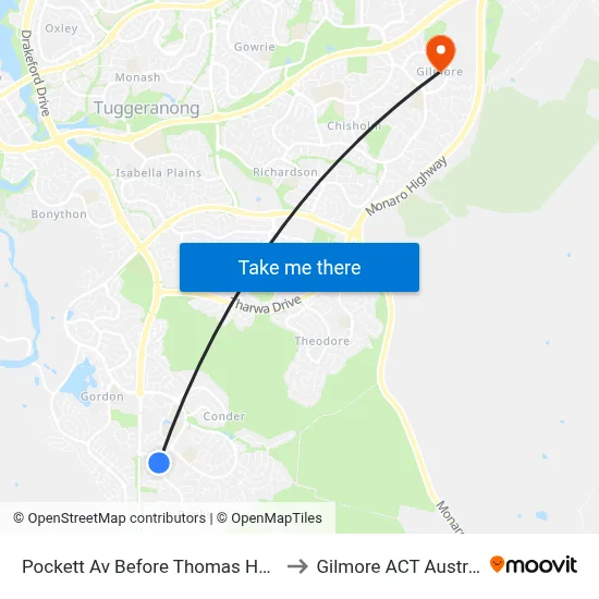 Pockett Av Before Thomas Hart St to Gilmore ACT Australia map