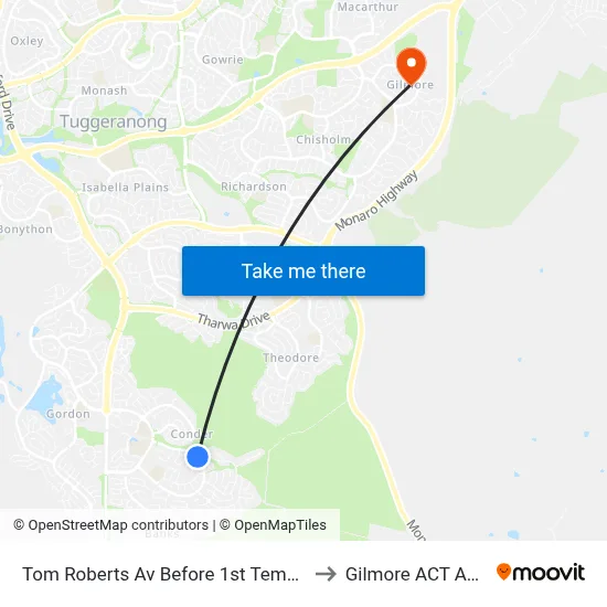Tom Roberts Av Before 1st Templestowe Av to Gilmore ACT Australia map