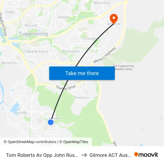 Tom Roberts Av Opp John Russell Cct to Gilmore ACT Australia map