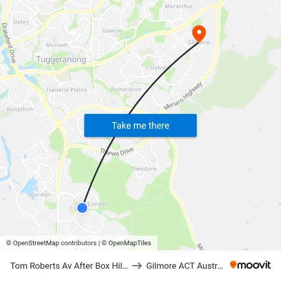 Tom Roberts Av After Box Hill Av to Gilmore ACT Australia map