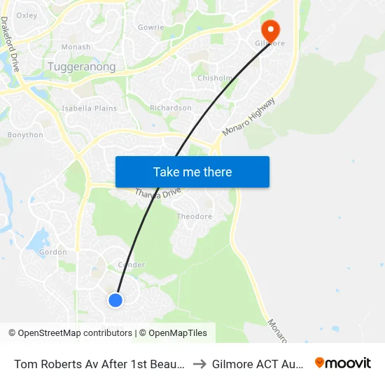 Tom Roberts Av After 1st Beaumaris St to Gilmore ACT Australia map