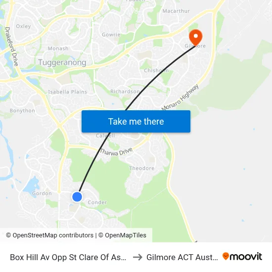Box Hill Av Opp St Clare Of Assisi Ps to Gilmore ACT Australia map