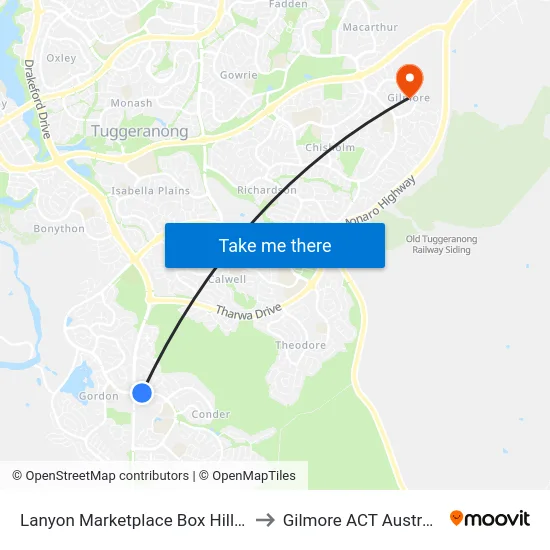 Lanyon Marketplace Box Hill Av to Gilmore ACT Australia map