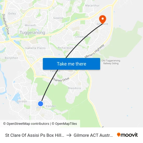 St Clare Of Assisi Ps Box Hill Av to Gilmore ACT Australia map