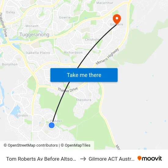 Tom Roberts Av Before Altson Cct to Gilmore ACT Australia map