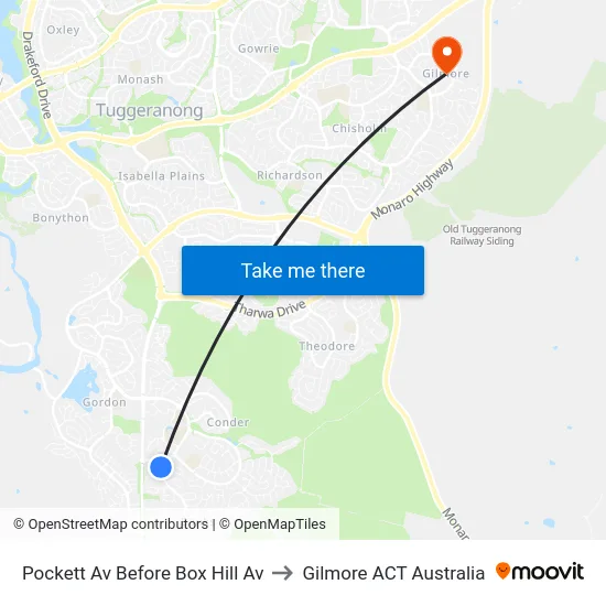 Pockett Av Before Box Hill Av to Gilmore ACT Australia map