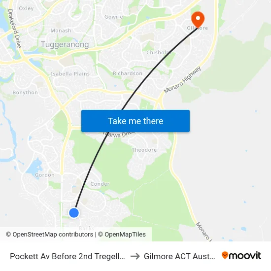 Pockett Av Before 2nd Tregellas Cr to Gilmore ACT Australia map
