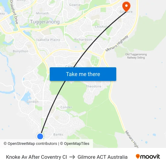 Knoke Av After Coventry Cl to Gilmore ACT Australia map