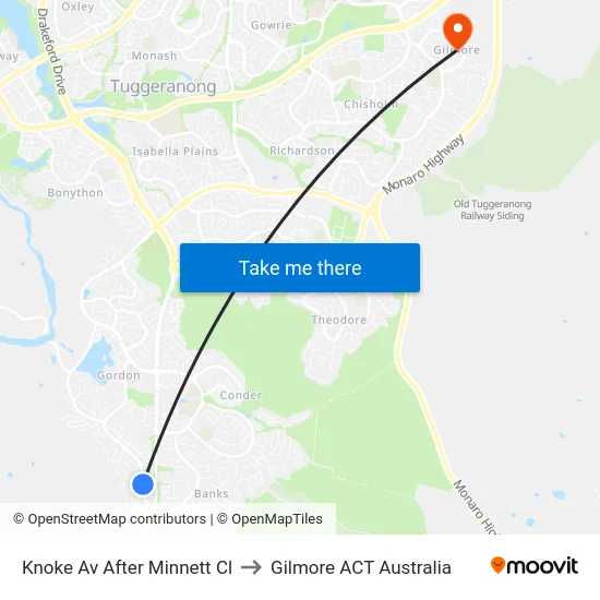 Knoke Av After Minnett Cl to Gilmore ACT Australia map