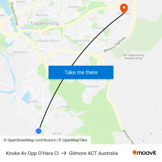 Knoke Av Opp O'Hara Cl to Gilmore ACT Australia map