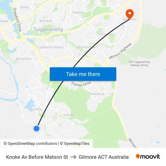 Knoke Av Before Matson St to Gilmore ACT Australia map