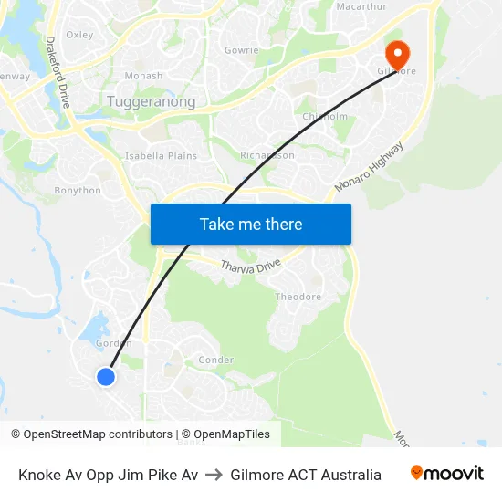 Knoke Av Opp Jim Pike Av to Gilmore ACT Australia map