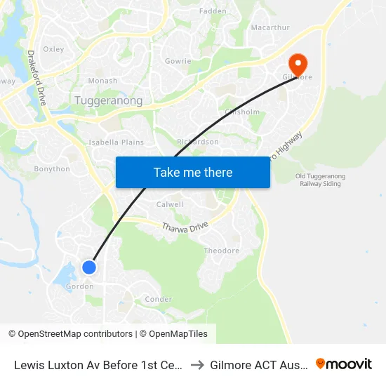 Lewis Luxton Av Before 1st Cerutty Cr to Gilmore ACT Australia map