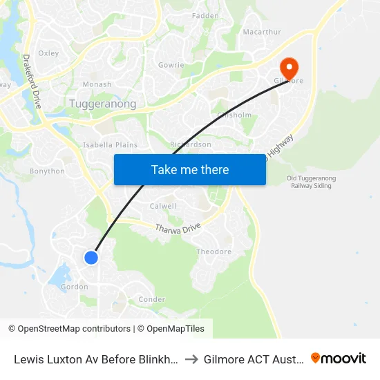 Lewis Luxton Av Before Blinkhorn Pl to Gilmore ACT Australia map