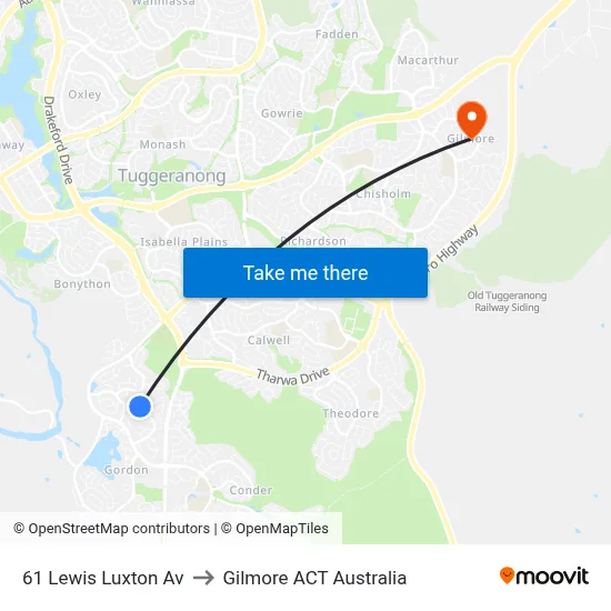 61 Lewis Luxton Av to Gilmore ACT Australia map