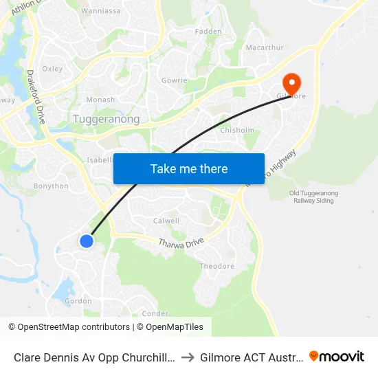 Clare Dennis Av Opp Churchill Way to Gilmore ACT Australia map