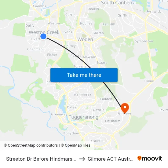 Streeton Dr Before Hindmarsh Dr to Gilmore ACT Australia map