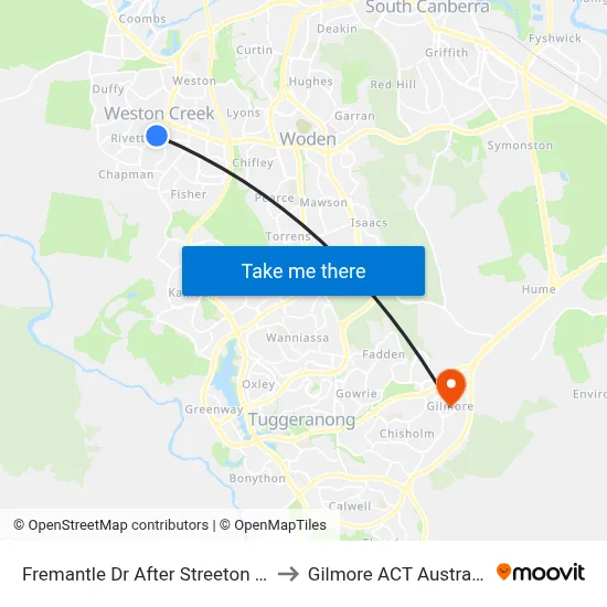 Fremantle Dr After Streeton Dr to Gilmore ACT Australia map
