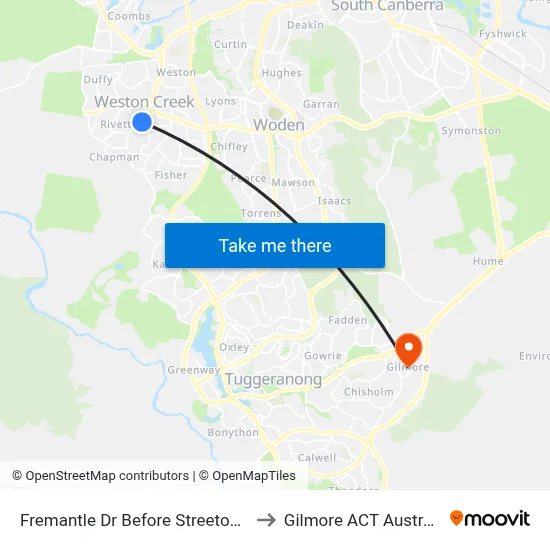 Fremantle Dr Before Streeton Dr to Gilmore ACT Australia map