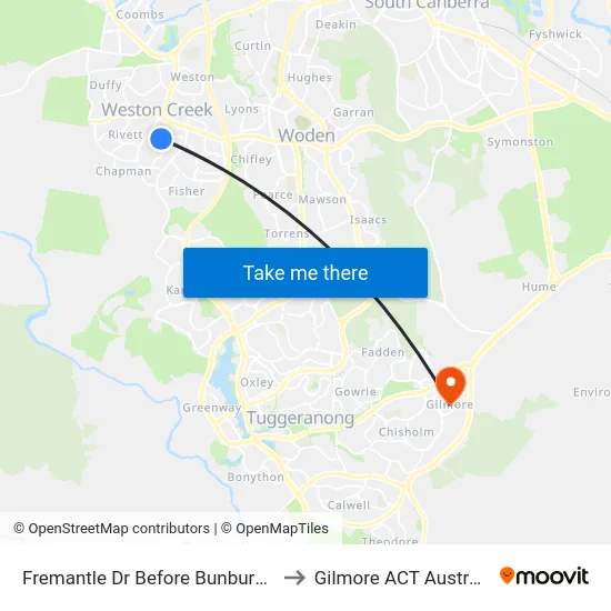 Fremantle Dr Before Bunbury St to Gilmore ACT Australia map