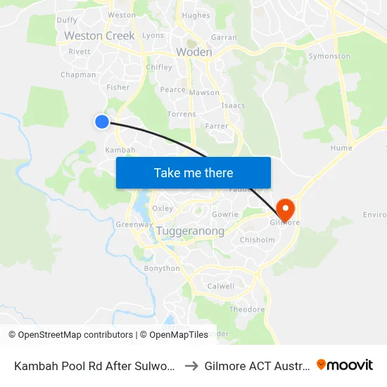 Kambah Pool Rd After Sulwood Dr to Gilmore ACT Australia map