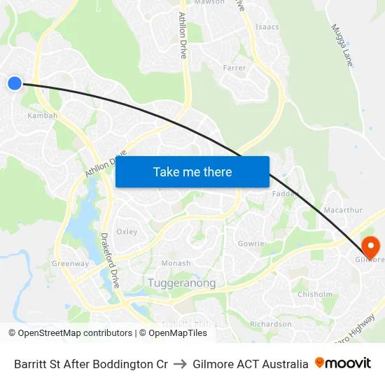 Barritt St After Boddington Cr to Gilmore ACT Australia map