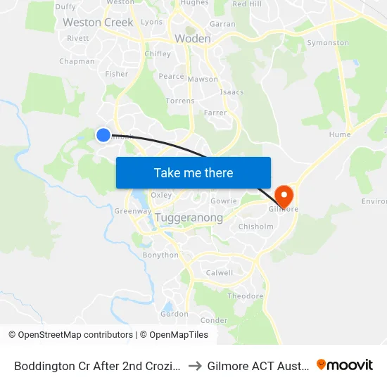 Boddington Cr After 2nd Crozier Cct to Gilmore ACT Australia map