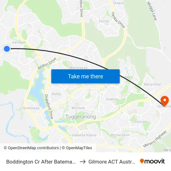 Boddington Cr After Bateman St to Gilmore ACT Australia map