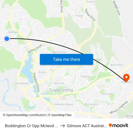 Boddington Cr Opp Mcleod Pl to Gilmore ACT Australia map