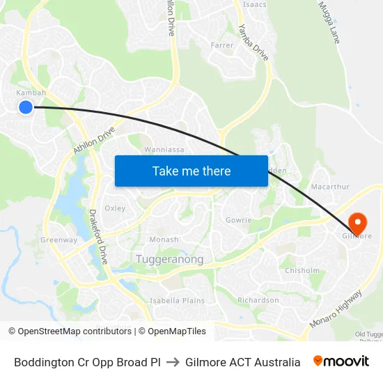 Boddington Cr Opp Broad Pl to Gilmore ACT Australia map