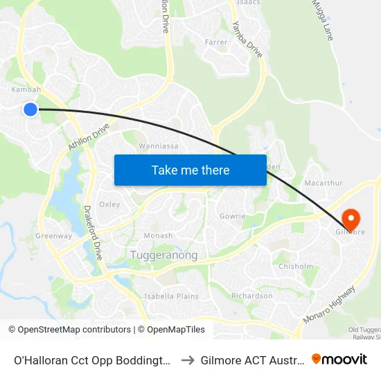 O'Halloran Cct Opp Boddington Cr to Gilmore ACT Australia map
