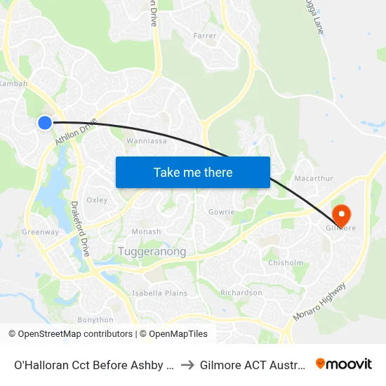 O'Halloran Cct Before Ashby Cct to Gilmore ACT Australia map