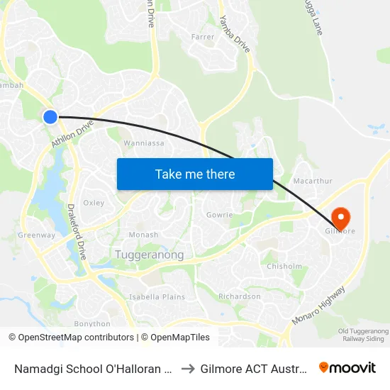 Namadgi School O'Halloran Cct to Gilmore ACT Australia map