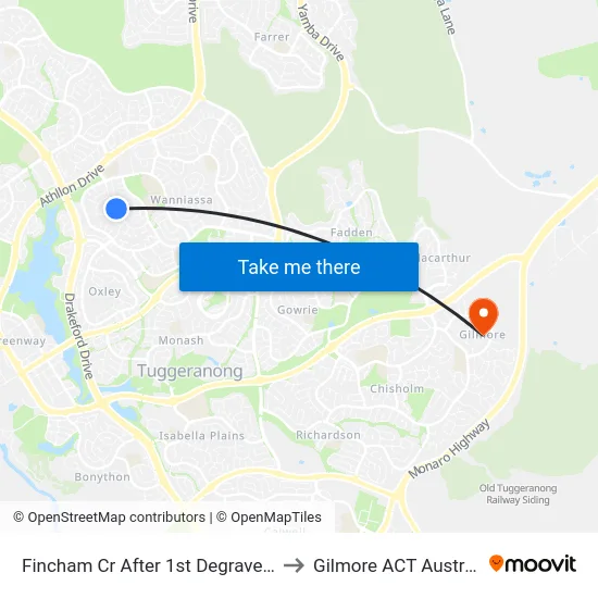 Fincham Cr After 1st Degraves Cr to Gilmore ACT Australia map