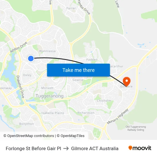 Forlonge St Before Gair Pl to Gilmore ACT Australia map
