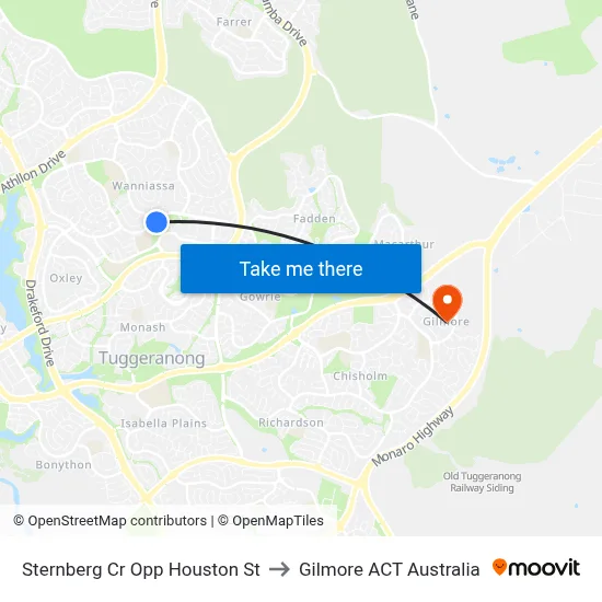 Sternberg Cr Opp Houston St to Gilmore ACT Australia map