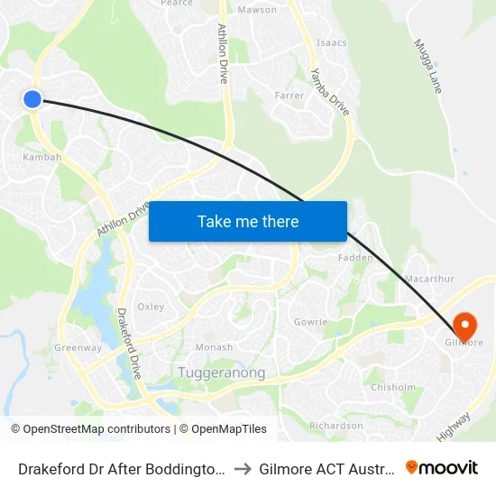 Drakeford Dr After Boddington Cr to Gilmore ACT Australia map