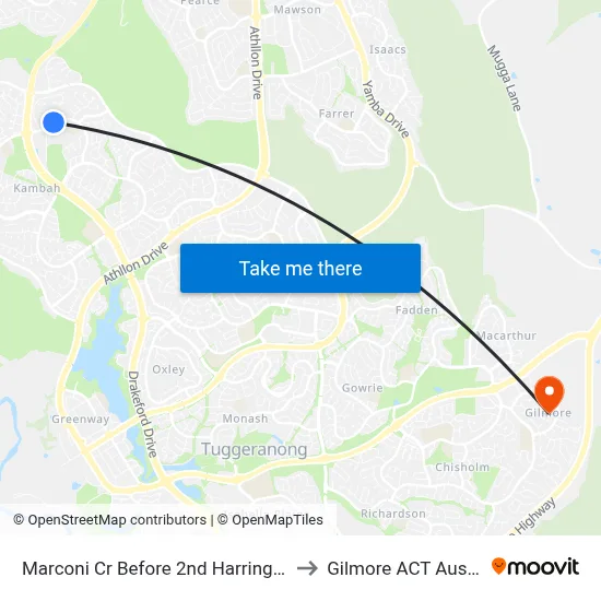 Marconi Cr Before 2nd Harrington Cct to Gilmore ACT Australia map