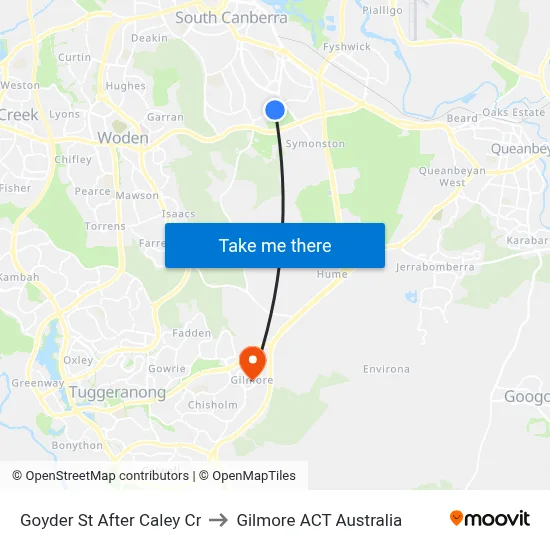 Goyder St After Caley Cr to Gilmore ACT Australia map