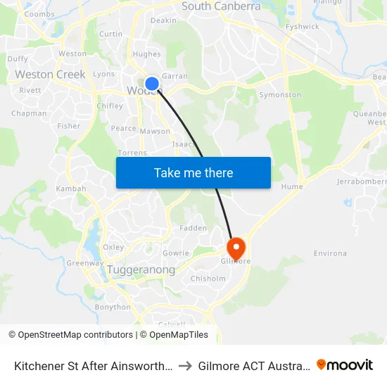 Kitchener St After Ainsworth St to Gilmore ACT Australia map