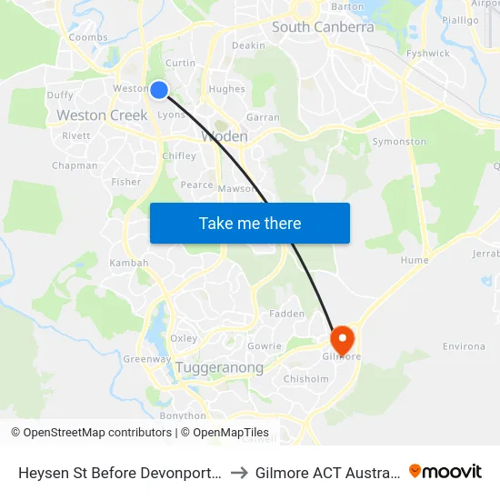 Heysen St Before Devonport St to Gilmore ACT Australia map