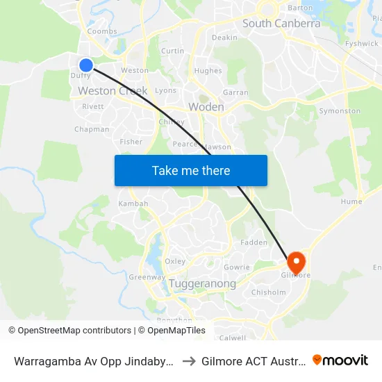 Warragamba Av Opp Jindabyne St to Gilmore ACT Australia map
