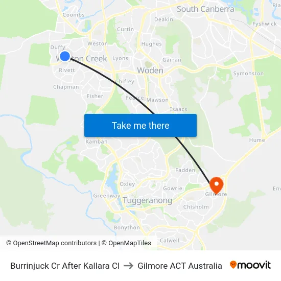 Burrinjuck Cr After Kallara Cl to Gilmore ACT Australia map