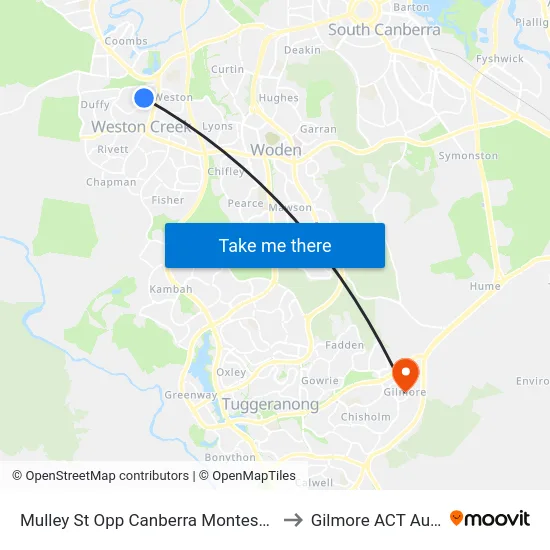 Mulley St Opp Canberra Montessori School to Gilmore ACT Australia map