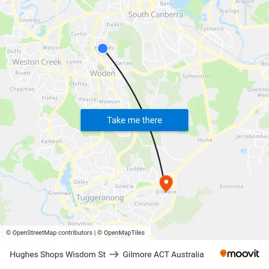 Hughes Shops Wisdom St to Gilmore ACT Australia map